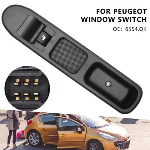1-4 Uds Peugeot 207 interruptor de Control de ventana de coche lado del pasajero delantero regulador de ventana eléctrica Panel de interruptor de elevación OE 6654QK 6 pines