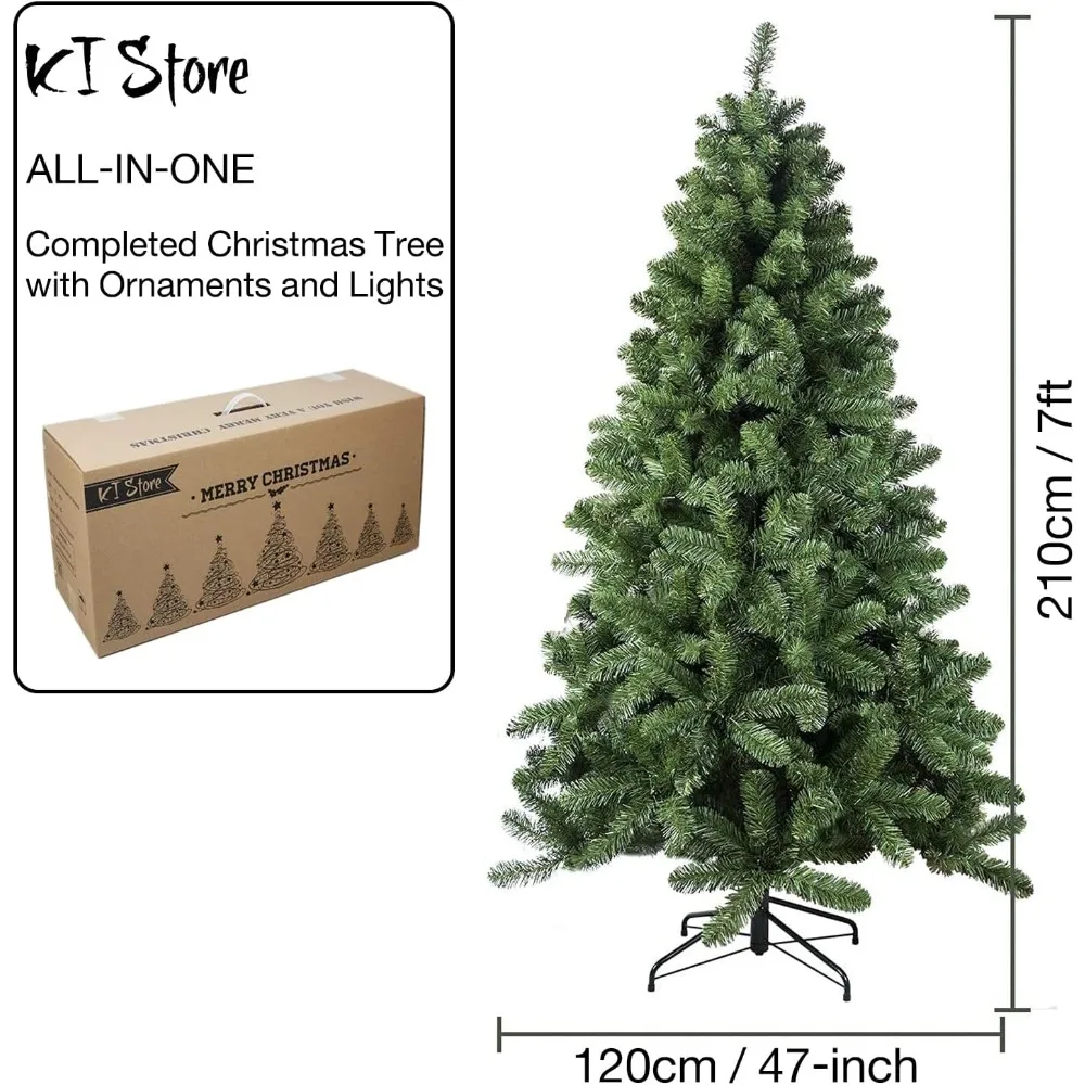 شجرة عيد الميلاد المضاءة مسبقًا باللون الذهبي الشامبانيا بطول 7 أقدام مع زخارف شاملة #6