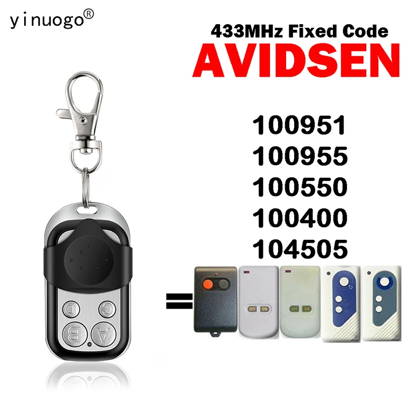 For Clone AVIDSEN 100951 100955 100550 100400 104505 Garage Door Remote Control 433MHz Fixed Code Command