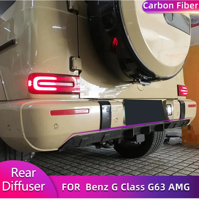 Carbon Fiber Rear Bumper Diffuser Lip Spoiler for Mercedes-Benz G Class W463 G63 AMG 2019 Car Rear Diffuser Apron Lip Body Kit