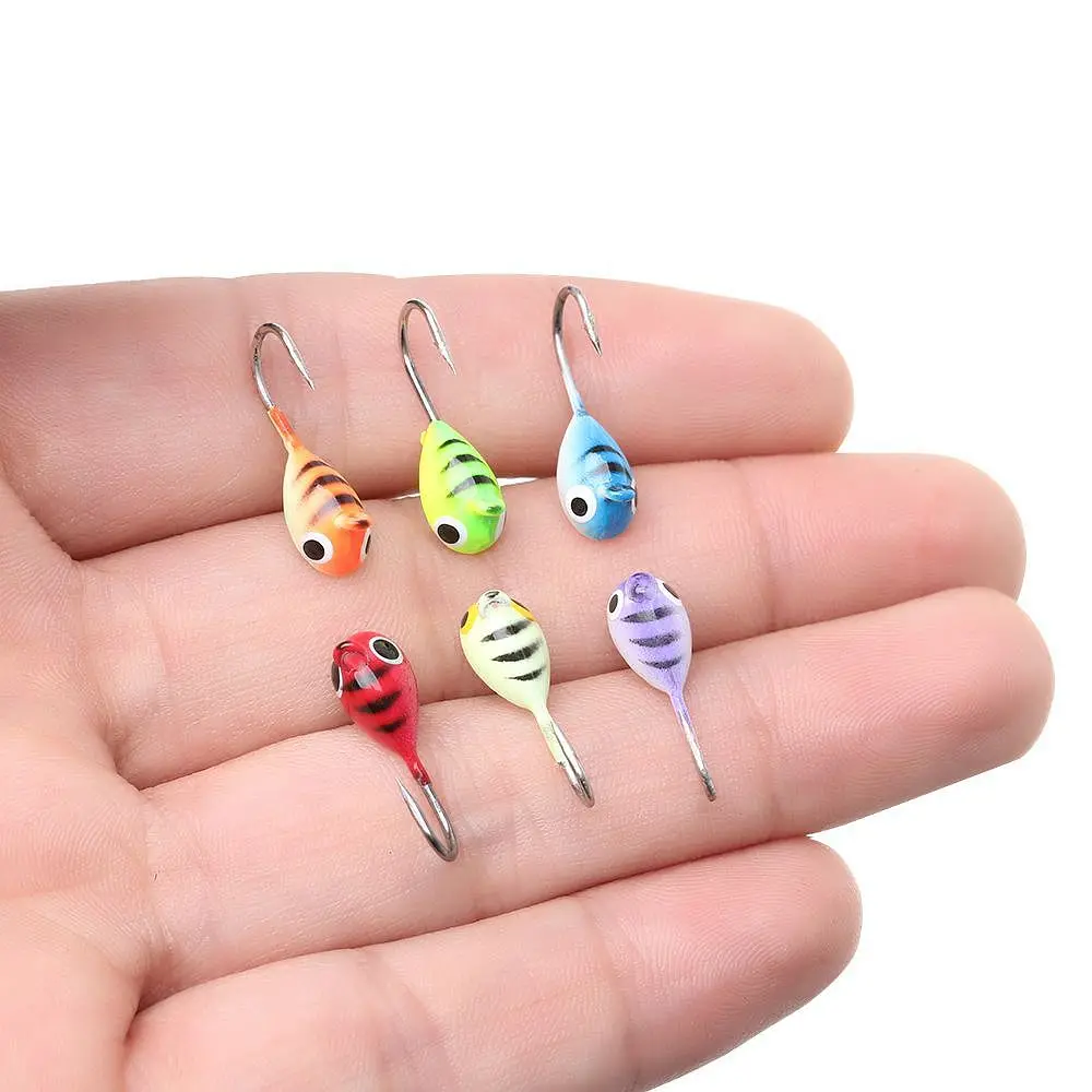 6Pcs 2cm 16g Whale Shaped Ice Fishing Lure Mini Metal Lead Head Hook Bait Fishing Jigging Fish Jigs Winter Ice Fishing Tackle