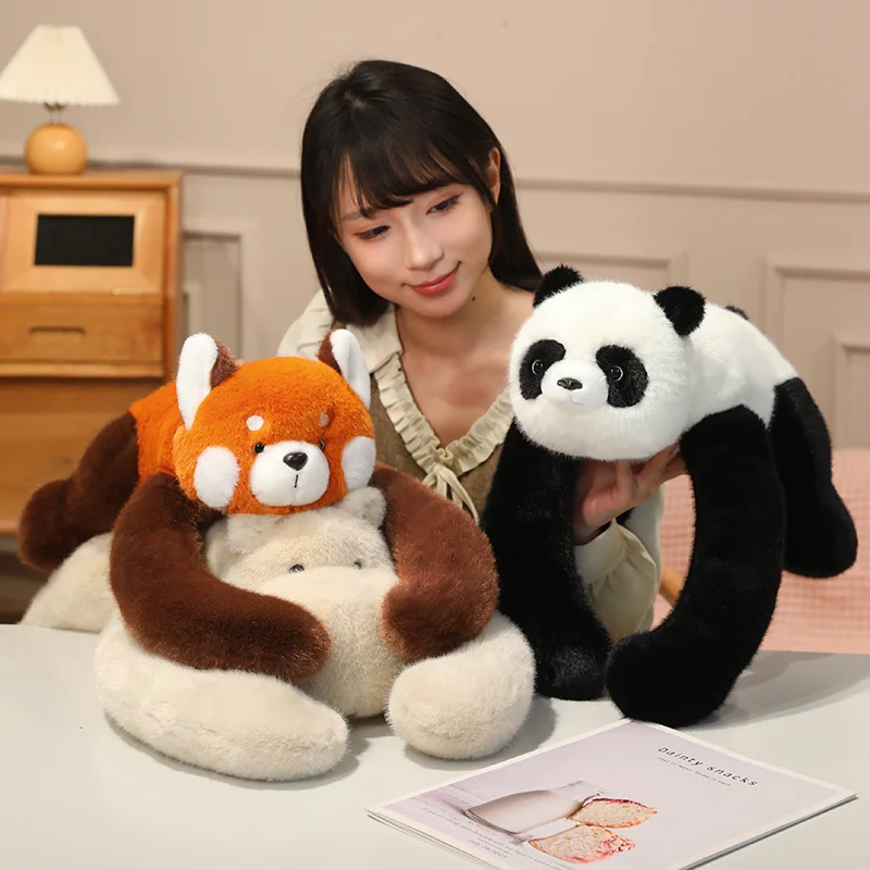 50/60cm Cartoon High Quality Forest Animal Plush Doll Pillow Soft Long Arm Hippo Elephant Panda Pig Sloth Lion Raccoon Plush Toy
