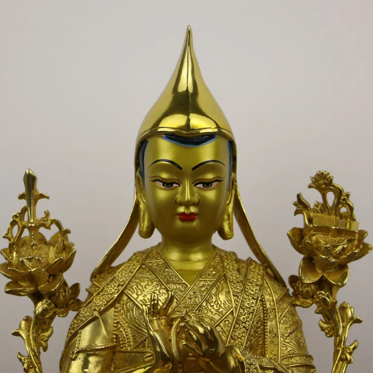 Pure copper Seiko Zong Kaba master Buddha statue ornament imitation Nepal full gilt engraving Tibetan tantra worship ethnic styl