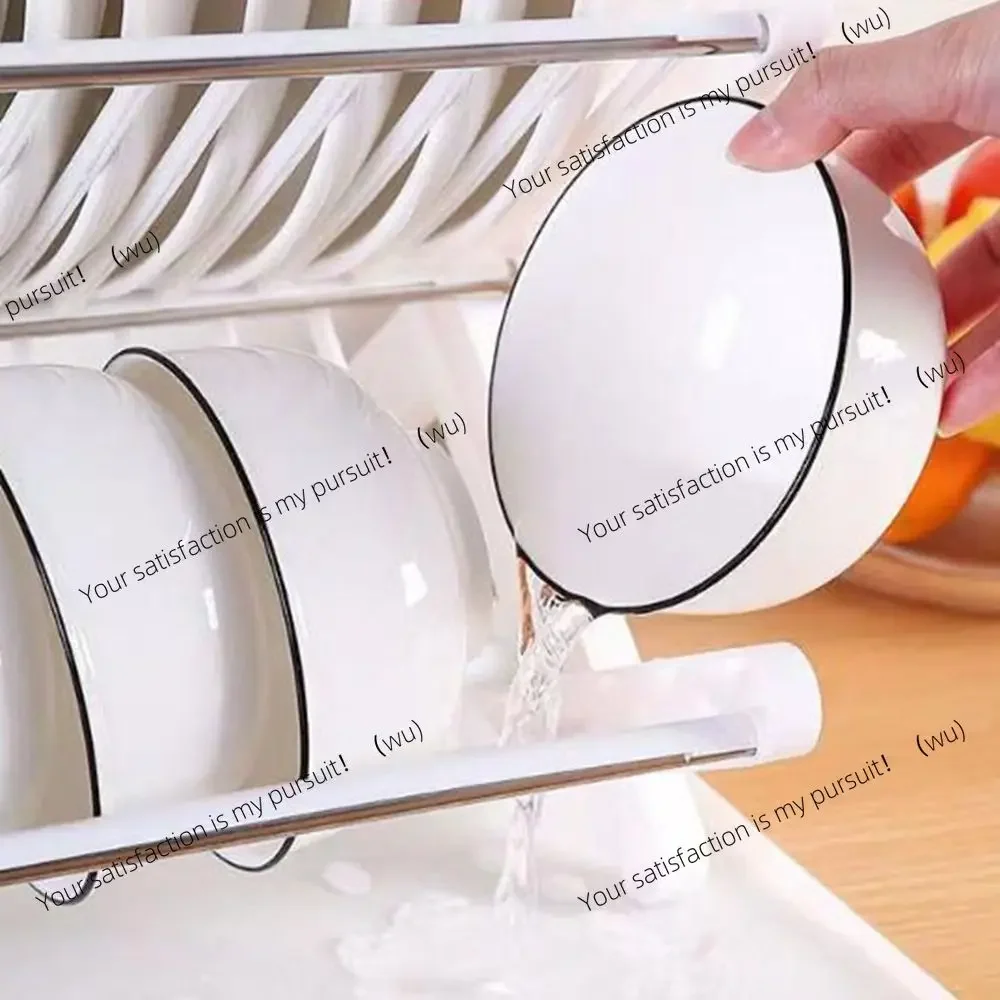 X-Type Folding Bowl Draining Stand Large Capacity Plastic Foldable Drain Rack with Drip Tray Space Saving Plate Drain Holder