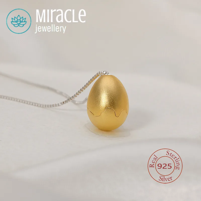 

Чудо-стерлинговое серебро 925, оригинальное легкое ожерелье в форме яйца, открывающийся маяк, забавное креативное нишевое дизайнерское ожерелье