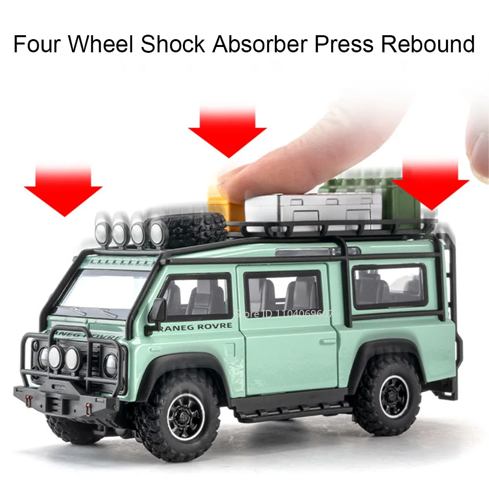 1:32 Defender VAN Model Toy Cars Alloy Diecast Land Rover Models Sound Light Doors Opened Pull Back Vehicle Toys for Boys Gifts