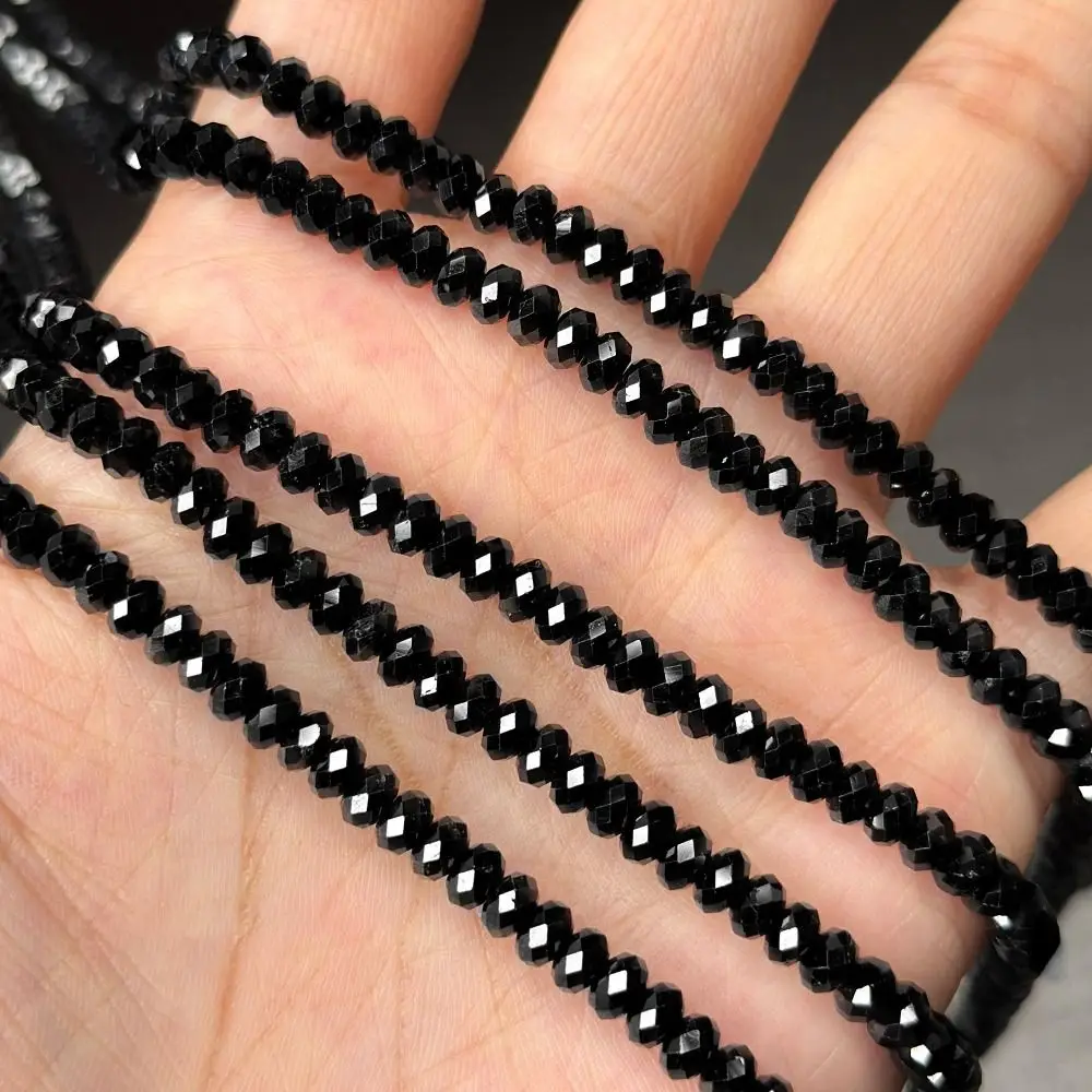 38cm Black Spinels Stone Beads Handmade 2/3/4mm DIY Bracelets Materials Elegant Versatile Loose Spacer Beads DIY Bracelets
