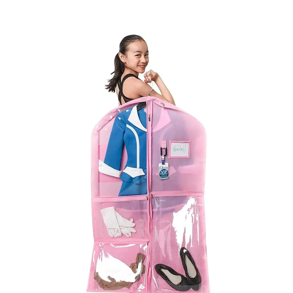 

Free ShippingWaterproof Hanging Garment Bag 40 inch Clothes Bag with Gusset, 5 Pockets Side Zip for Dance Costumes Sports Skati