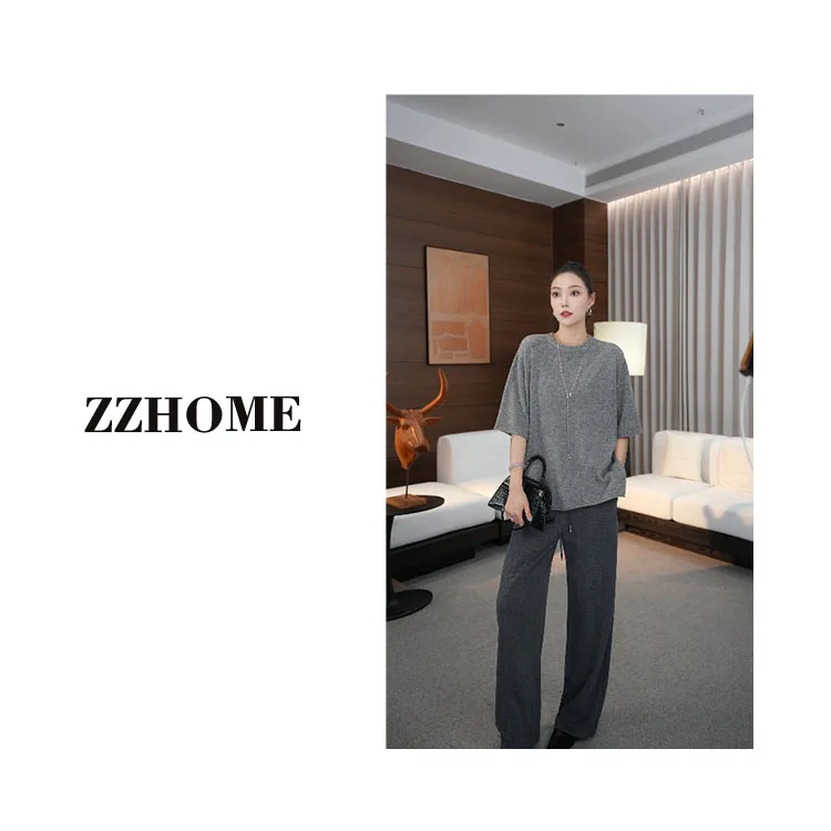

Zhou Zhou round Ne ort Sve Knitted Sweater Easy to Wear Spring Faion Simple Sle Women's Regular Fit Color
