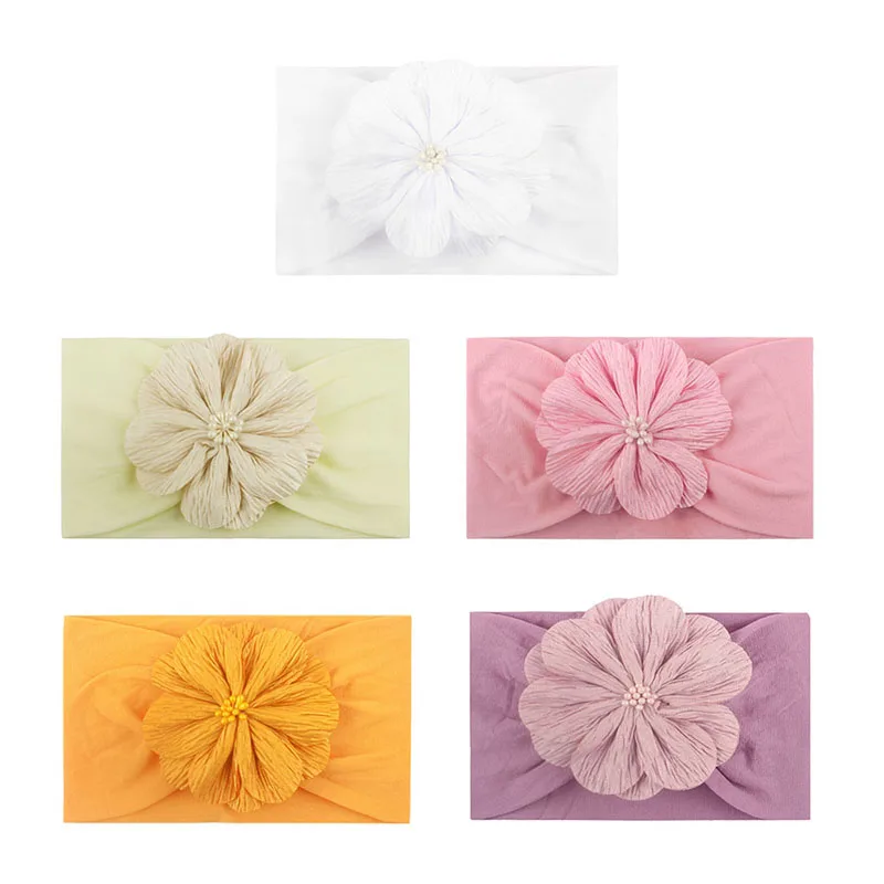

Artificial Flower Headband for Baby Wide Hairband Boy Girl Nylon Elastic Hair Bands Accessories Infant Photo Props Kids Headwear