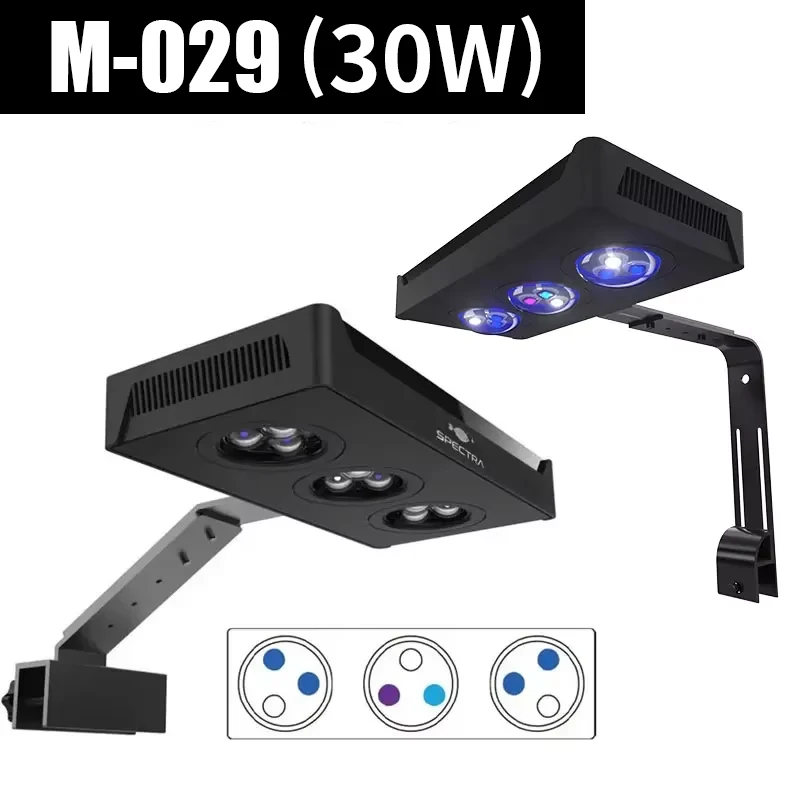 Spectra Nano M029 Luz de acuario 30W/40W Iluminación de agua salada con control táctil para pecera de arrecife de coral-1