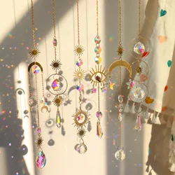 Crystal Suncatcher Sun Moon Stars Prism Beads Rainbow Balls Tear Drops Sun Catcher for Garden Decoration Hanging Windows Pendant