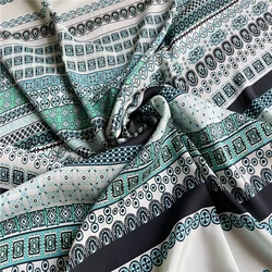 1 meter 95% Mulberry Silk 5% Spandex 24 momme Heavy Silk Fabric Green Stripes Printed 106cm 41