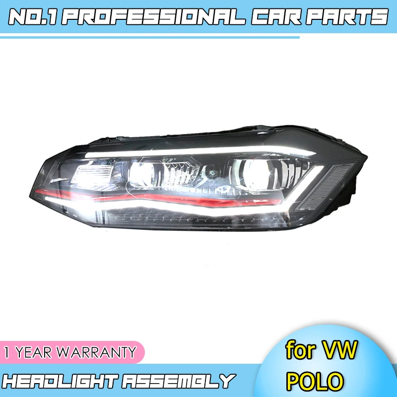 Car Styling 2011-2018 for VW Polo Headlights  Hid Head Lamp Bi Xenon Beam AccessoriesVento LED Headlight New Polo Design DRL