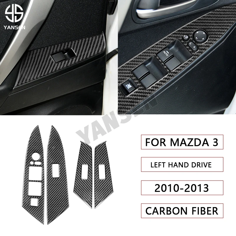 

Car Window Lifter Switch Panel Frame Trim Cover Sticker For Mazda 3 Axela 2010 2011 2012 2013 Car Interior Accessories