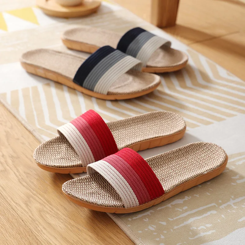 

Comfortable Linen Slippers Women Slipper Anti-Slip Home Slippers Lightweight Shoes Women Indoor Slipper Soft Shoes Wholesale