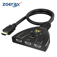 ZOERAX HDMI Switcher 4K 3 in 1 Out Splitter 60Hz HDR for Dolby Atmos/DTS-HD, HDCP 2.2 Compatible with PS5/Xbox/PC DVD Player