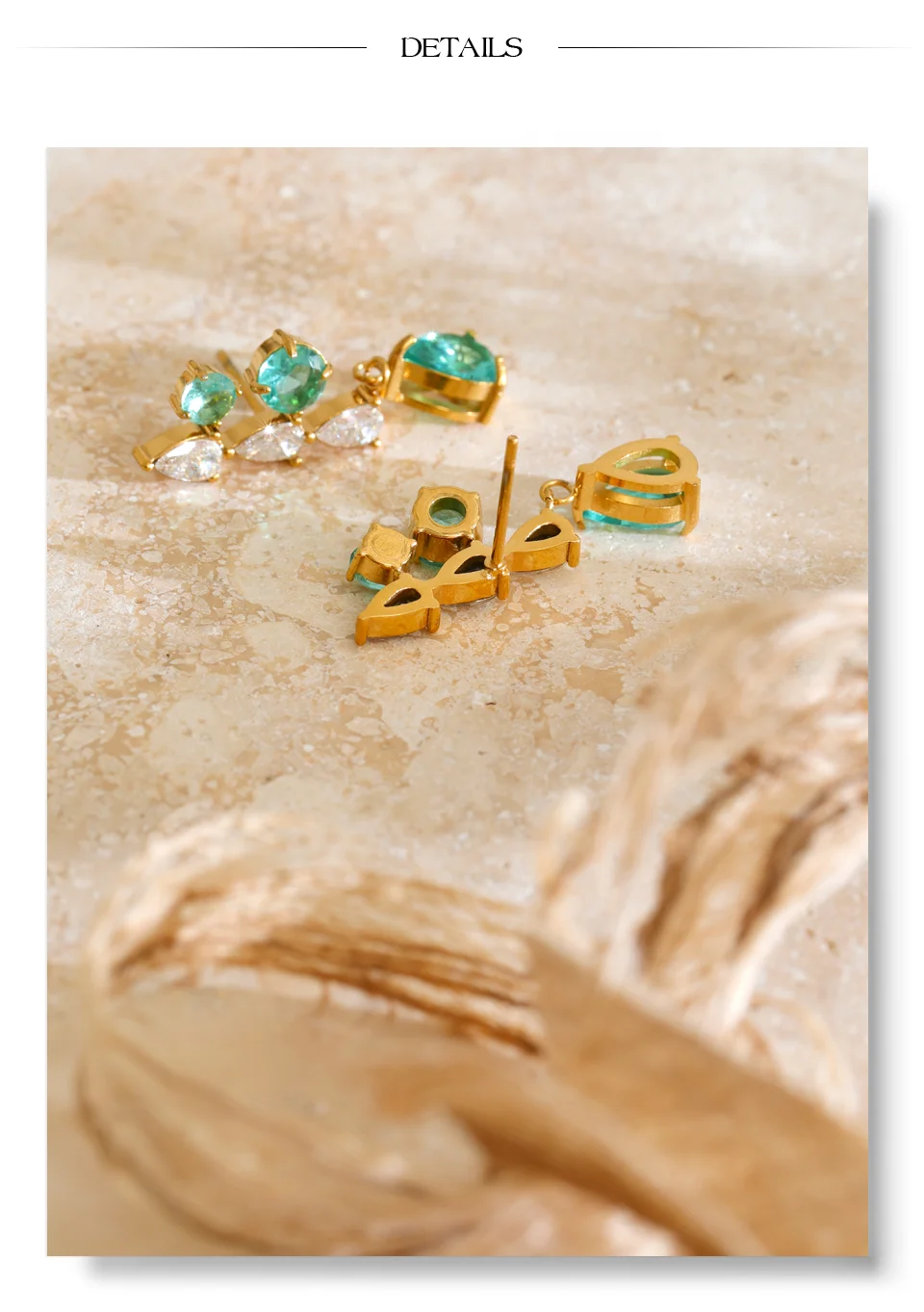 Yhpup 2026 Glänzende Zirkonia Tropfenohrringe 18K Goldfarben PVD-beschichteter Edelstahl Premium Schmuck Geschenk – Detail 8