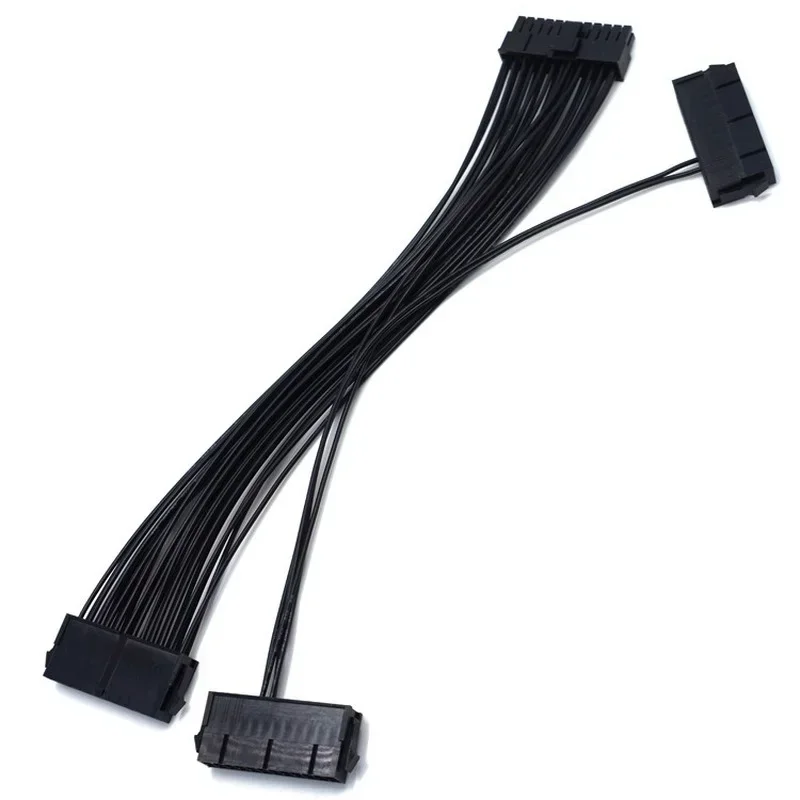 24Pin Dual PSU Power Extension Cable PC Three Power Supply Synchronization Cable Connector 12.6 Inches / 32cm