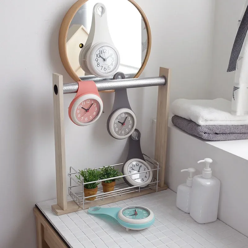 Bathroom Clock Creative Silicone Suction Cup Waterproof Anti-drop Silent Home Bathroom Kitchen Refrigerator Small Wall Clock