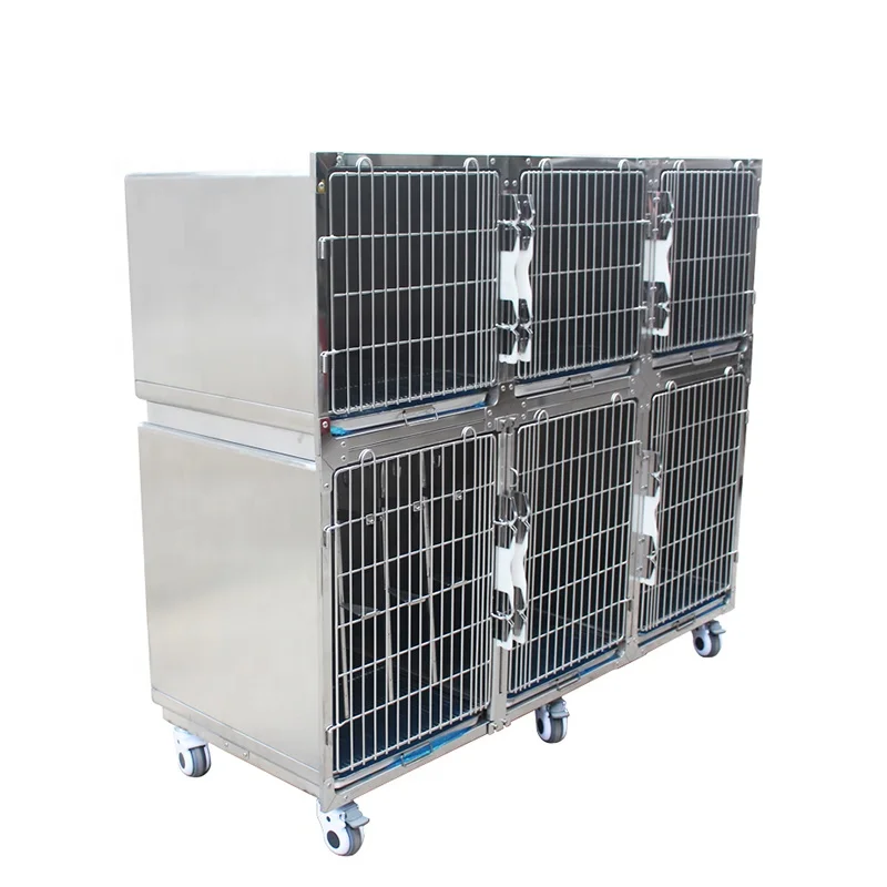 YSVET1830D  304 Stainless steel dogs veterinary clinic hospital combination dog cage Six-division cage  pet cage for sale