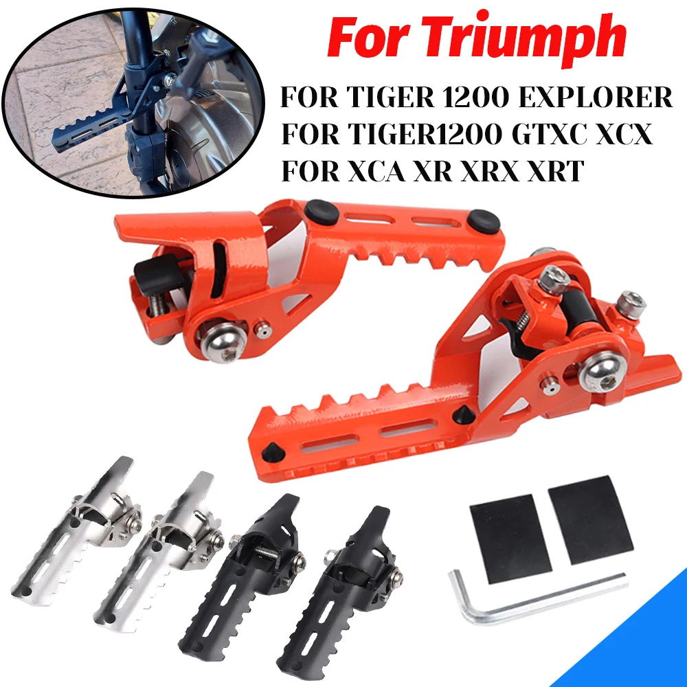 Motorcycle Accessories Front Foot Pegs Rest Footrests Clamps For Triumph TIGER EXPLORER 1200 TIGER1200 GT XC XCX XCA XR XRX XRT