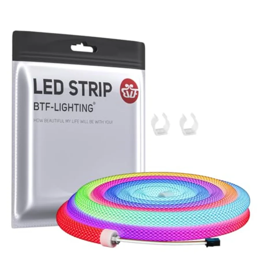 3.2FT WS2811 WS2812B IC RGB DC5V 360 Degree Round Reticulate Pattern Chasing Color Neon LED Strip Flexible Nylon Silicone IP67