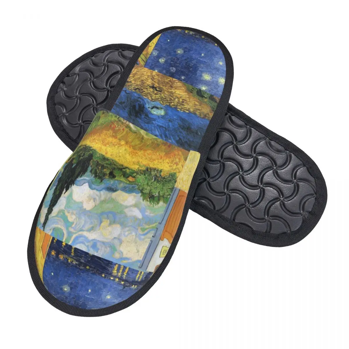 Custom Vincent Van Gogh Schilderijen Kunst Collage Zacht Traagschuim Huis Slippers Vrouwen Gezellige Warme Anti-Slip Slipper