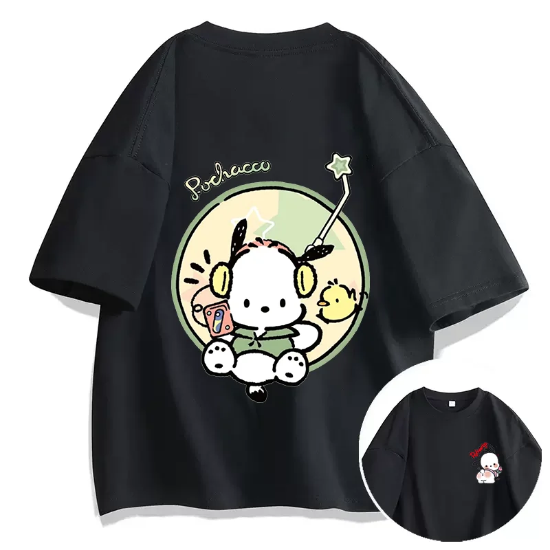 Sanrio Pochacco Men's and Women's printing T-shirt men and women casual street sports student couple T-shirt