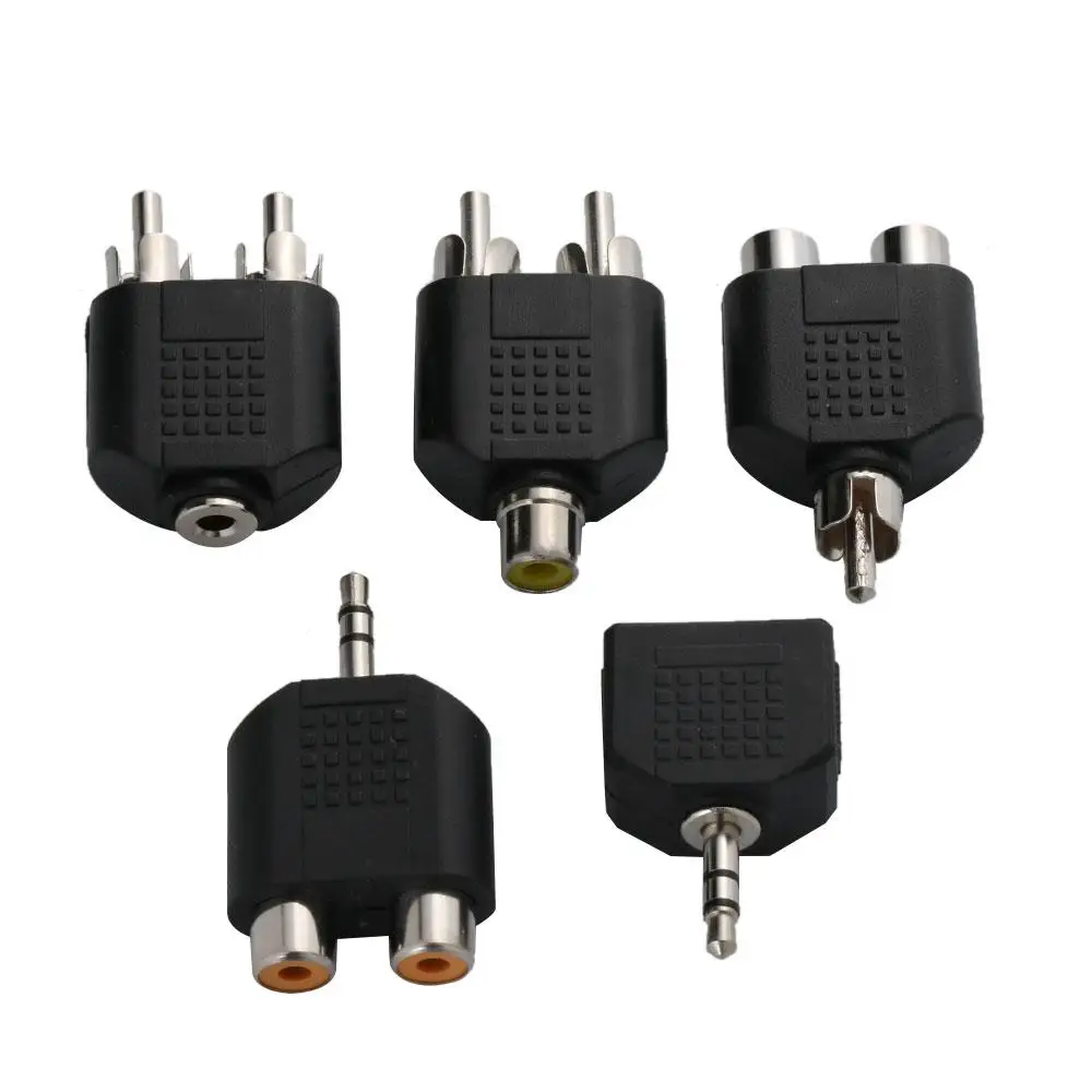 3.5mm To Double RCA Female Male Jack Y Splitter Audio Adapter Converter Black TV Audio Video Adapter Accessories