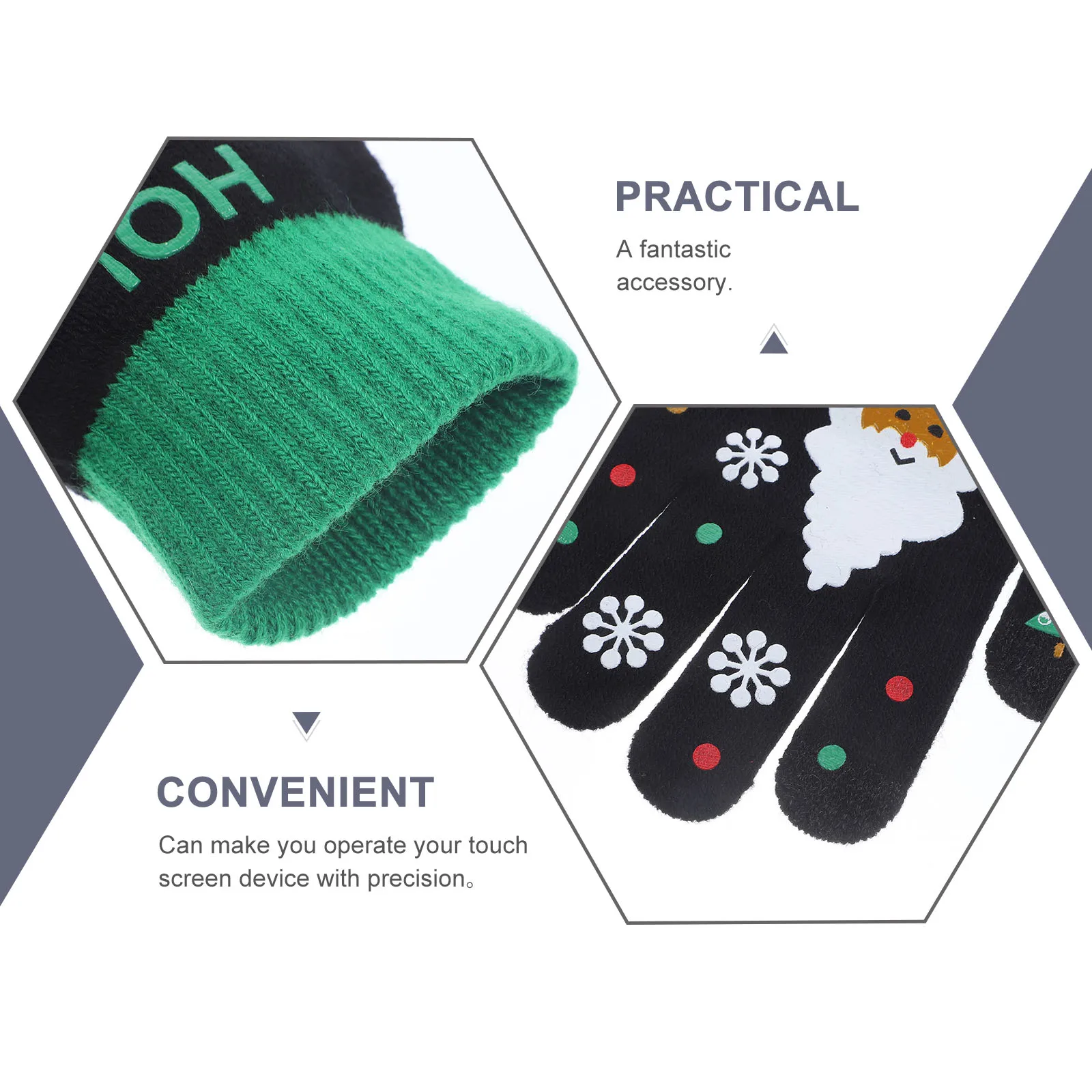

1 Pair Autumn Winter Knitted Thick Warm Touchscreen Gloves Women Fingertip Design Compatible Capacitive Screens Gift Black