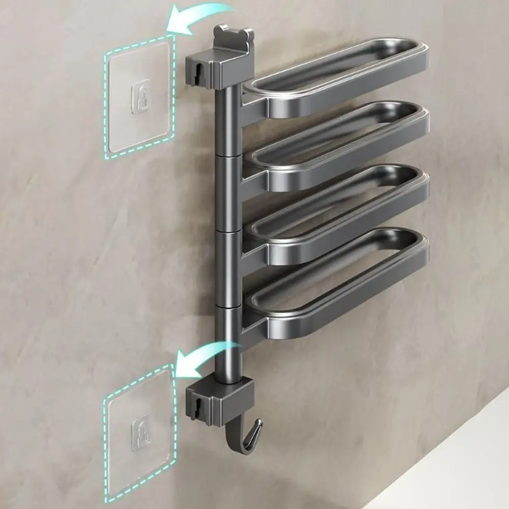 

Пластиковая вращающаяся вешалка для полотенец без дырокола 180° ° Вращающаяся вешалка для полотенец, настенная легкая вешалка для хранения полотенец, ванная комната