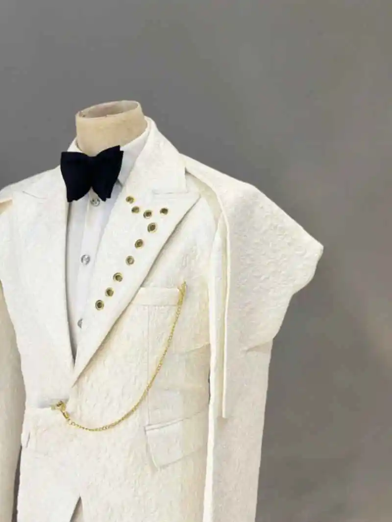 Blazer da sposa da uomo in jacquard floreale di design Giacca con risvolto con visiera Smoking Business Party Wear Solo cappotto personalizzato