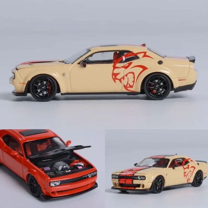 SH 1:64 مقياس SRT Hellcat غطاء أمامي قابل للفتح محاكاة لعبة معدنيّة نموذج سيارة تحصيل الديكور ديكور ثابت