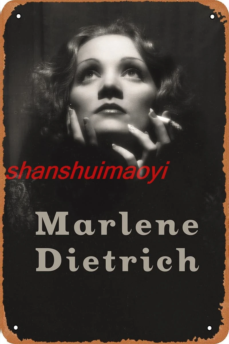 Marlene Dietrich Poster,Vintage Metal Tin Sign Wall Plaque Decor 8x12Inch 1pc shanshui