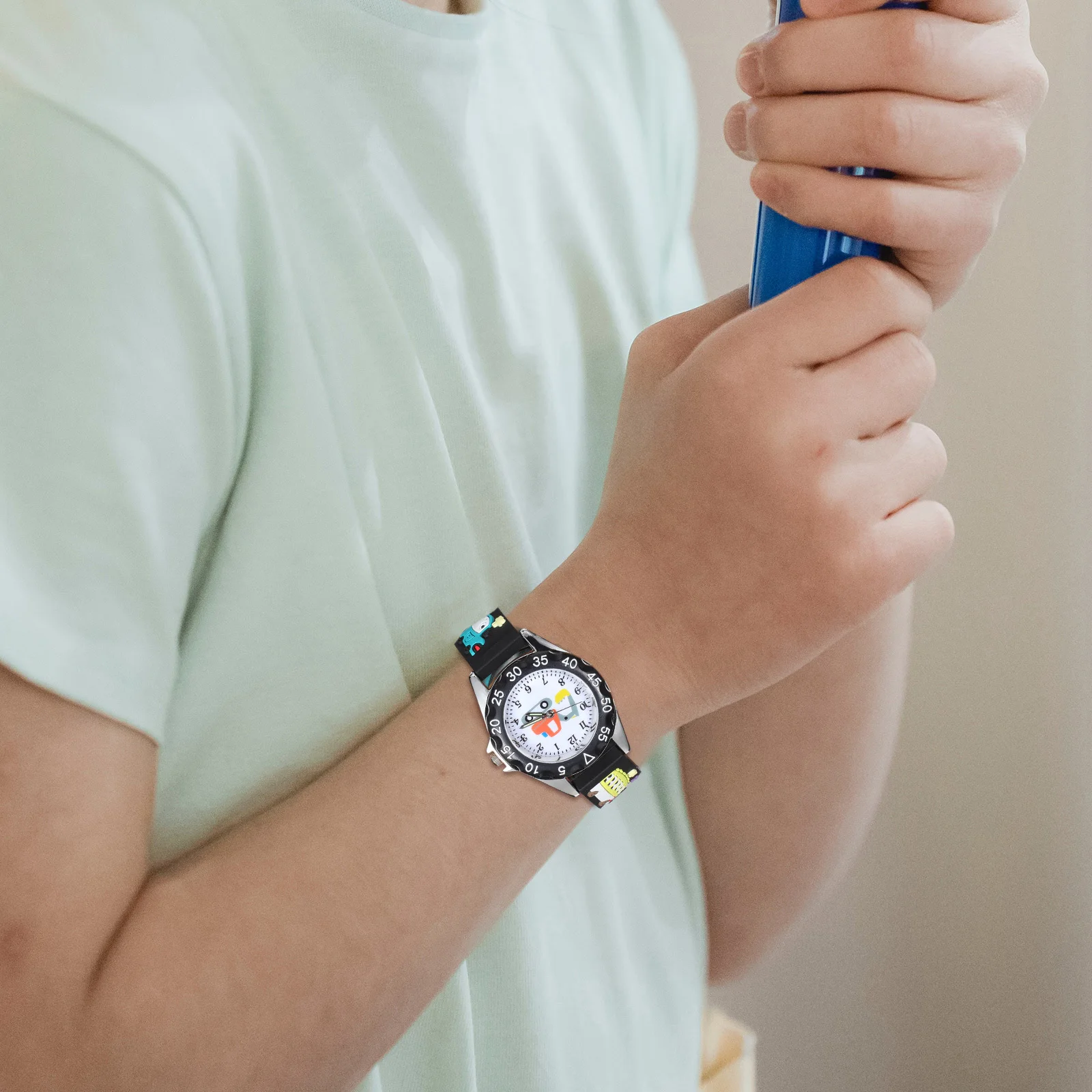 Silicone Kart Watch For Cartoon Time Learning Waterproof Big Dial Clear Numbers Quartz Watch Student Outdoor Clock