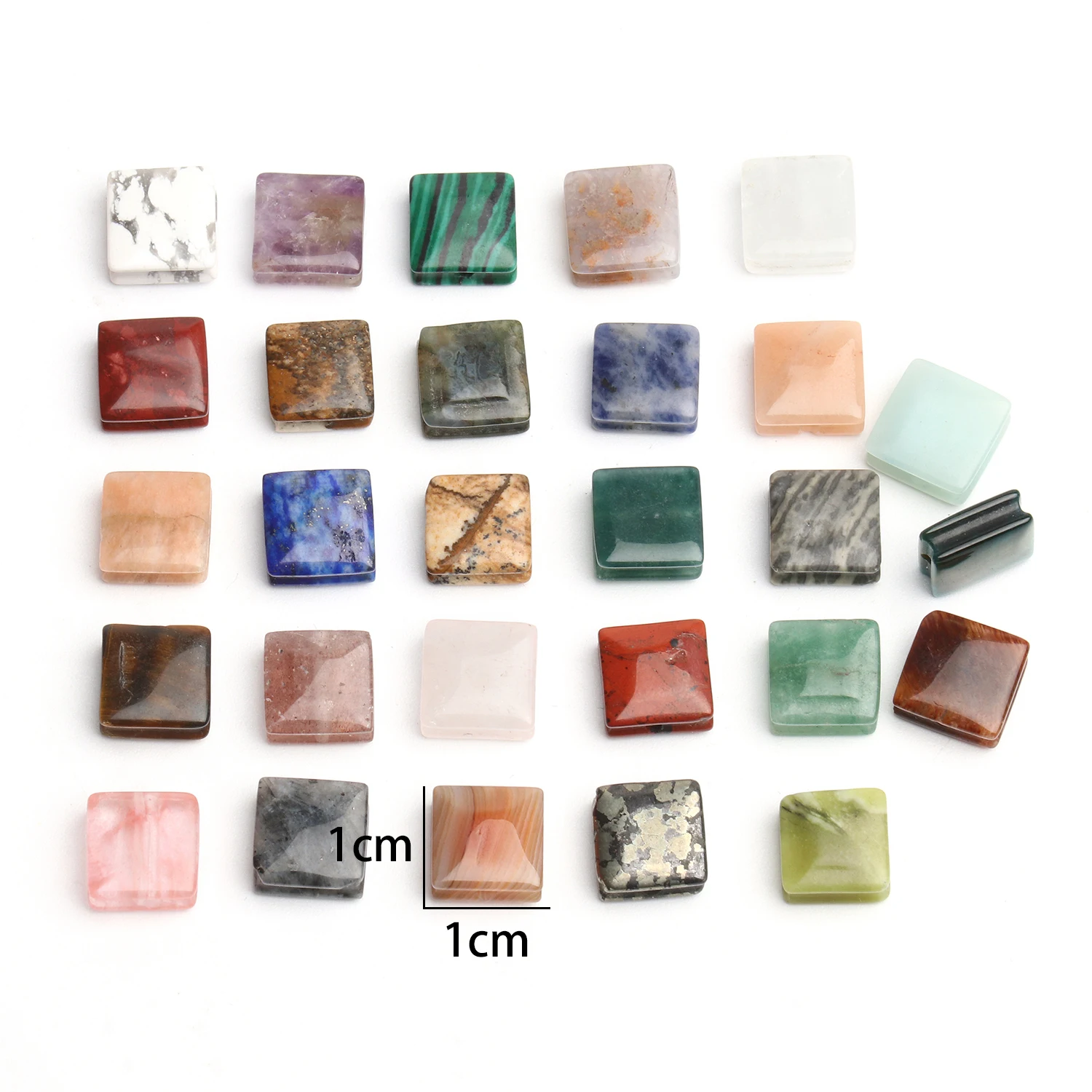 5PCS 10mm Flat Cube Natural Stone Beads Square Lapis Lazuli Amazonite Quartz Loose Beads For Jewelry Making Diy Charms Bracelets