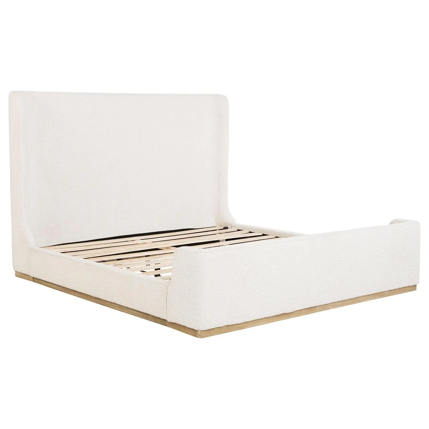 Coaster Nala Eastern King Boucle Contemporary Sleigh Bed, Cream