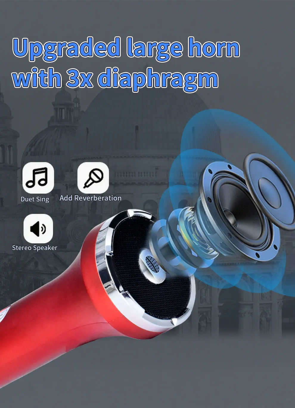 20 W 1 Stück 21 cm TWS Karaoke-Mikrofon Bluetooth 5.3 für Kinder/Erwachsene Geschenk Home Party Karaoke Wireless Duet Mic tragbarer Lautsprecher – Detail 3