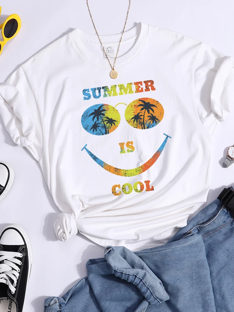 Summer Is Cool Printing Female T Shirt Cool Fashion Street Tshirt Breathable Personality Clothes Casual Summer Womens T-Shirts