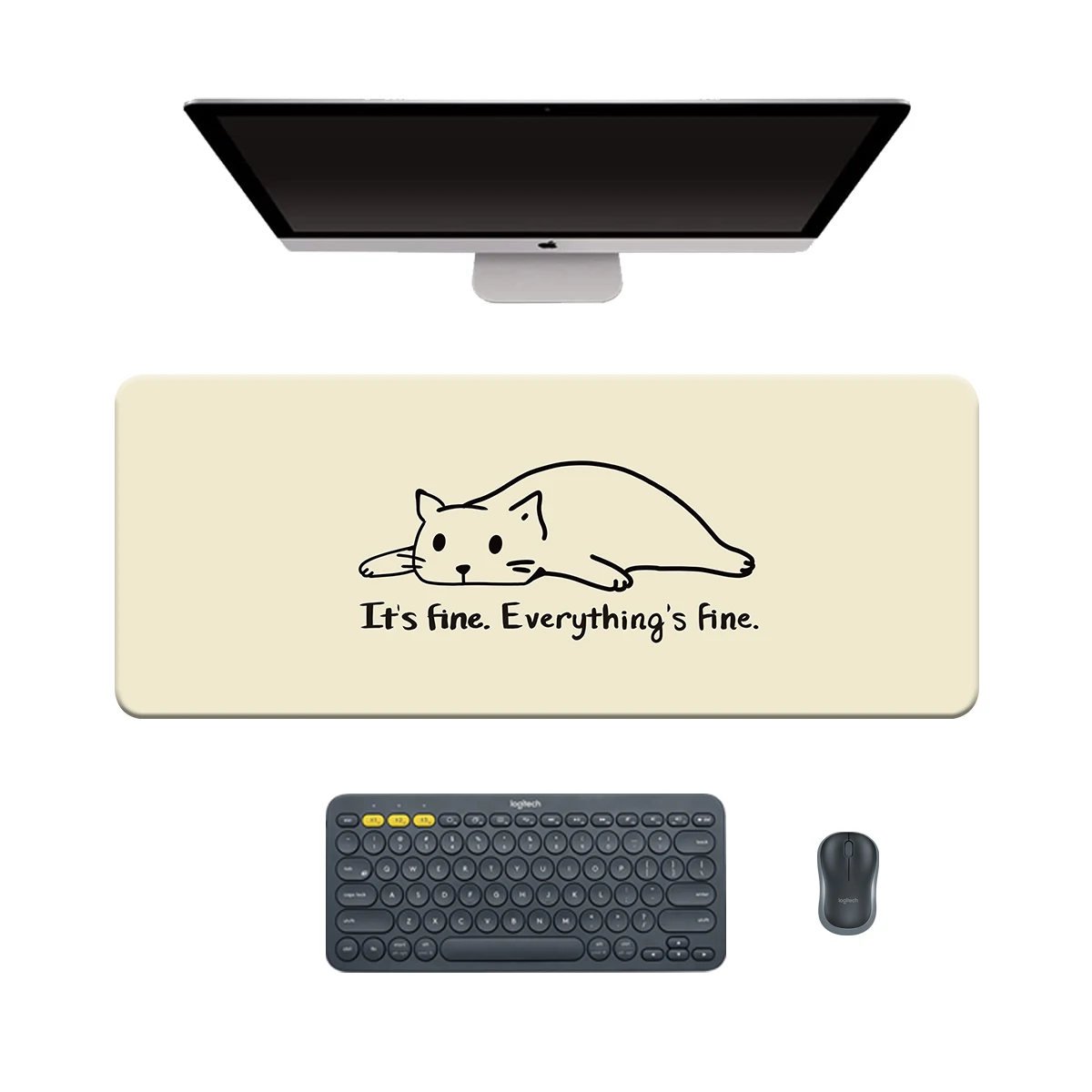 Mouse Pad Kawaii Cat, Tapete de Jogo Grande, Base Antiderrapante, Computador Mousepad, Escritório e Casa, Xxl, 80x30cm