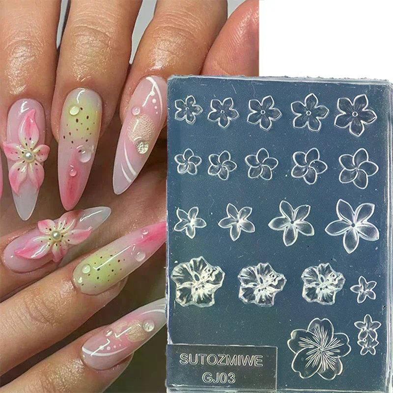 Diy Frangipani Silicone Nail Art Mold For Manicure Fashionable Flower Nail Art Design Mould High Transparent Template Handmade