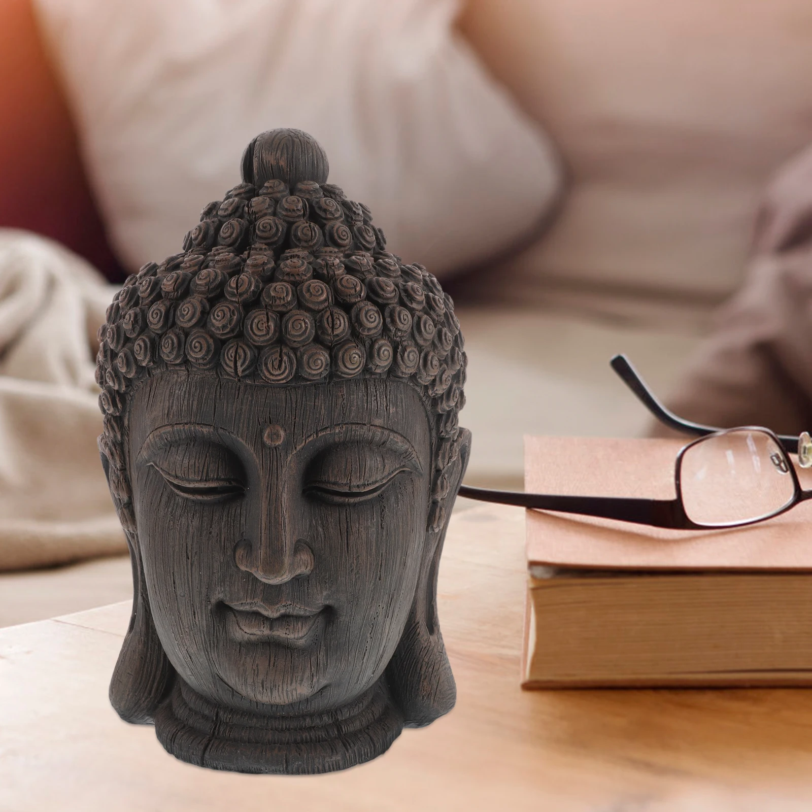 

Buddha Statue Ornament Aquarium Sculpture Asian Indoor Garden for Meditation Decorative Figurine Desk Sleeping Head Car