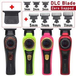 Kemei KM-999 Hair Trimmer for Men DLC T-Blade Zero Gapped LED Display Cordless USB Professional Hair Clipper Finishing Machine