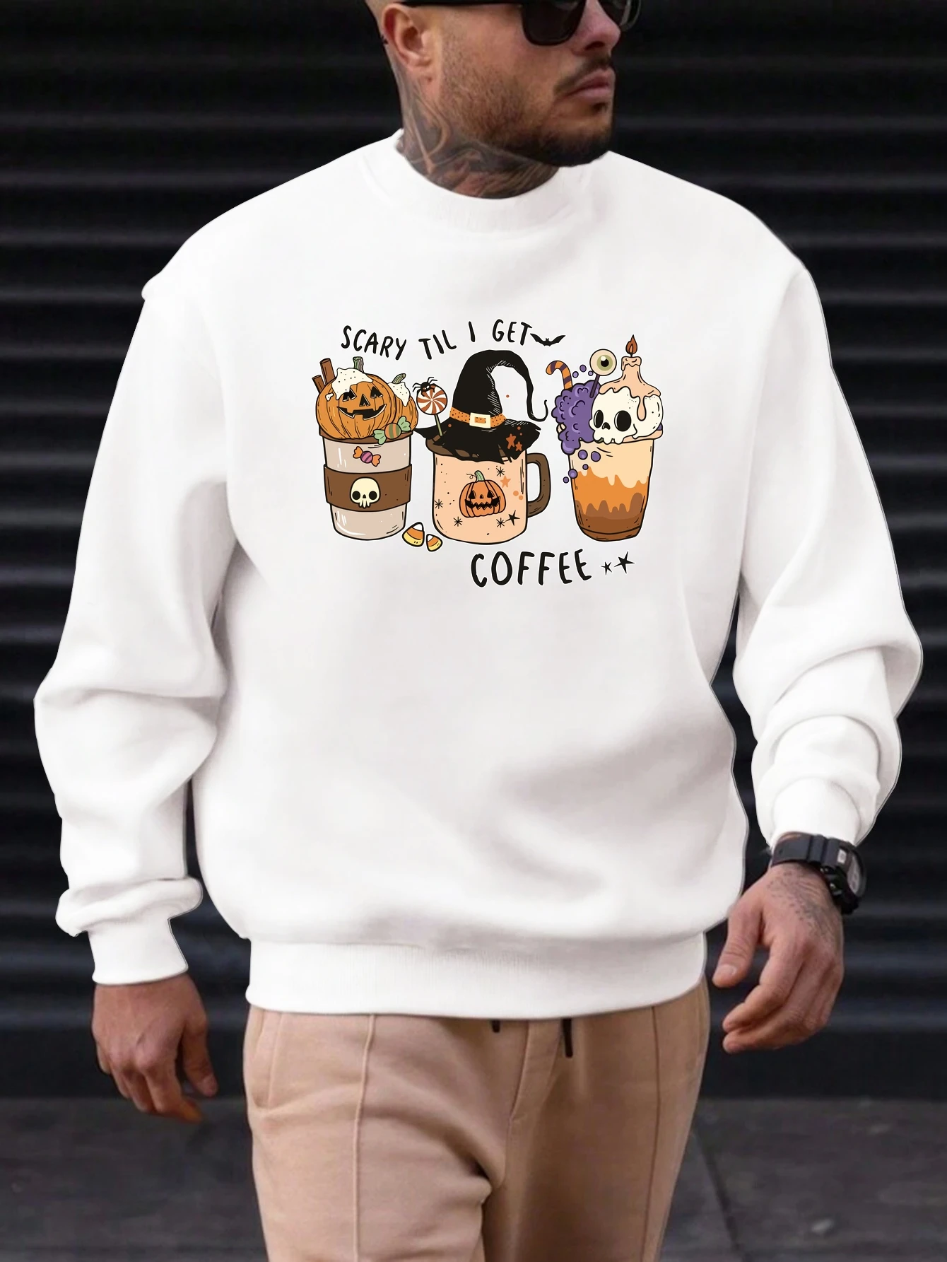 

2025 New Sweatshirt For Men's SCARY TIL I GET Pattern Printing Cotton Round Neck Fashion Casual High Quality Daily Top Clothing