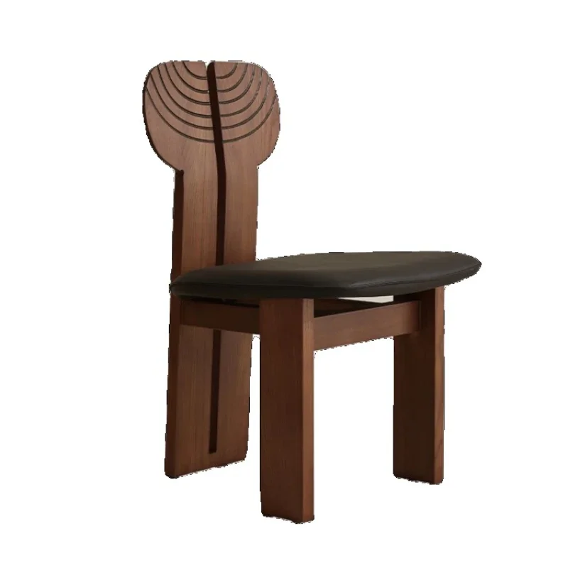 

Medieval solid wood retro carved back chair ash wood Chinese casual chair personalized dining chair