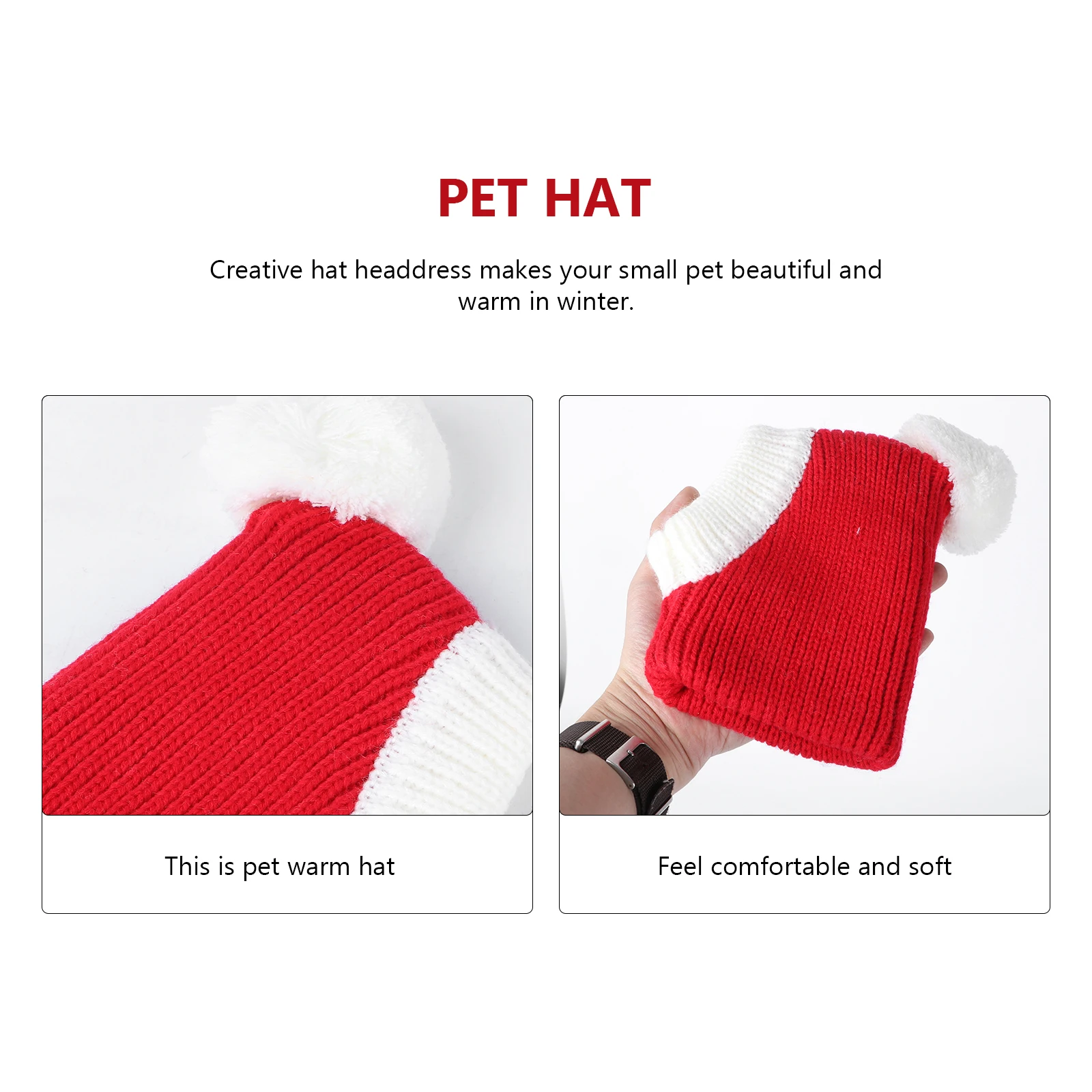 

1PC Pet for Small Pet Christmas Hat Dogs Red Puppy Hat Puppy Warm Woolen Hoodie Winter Party Photo Props Dog Accessories
