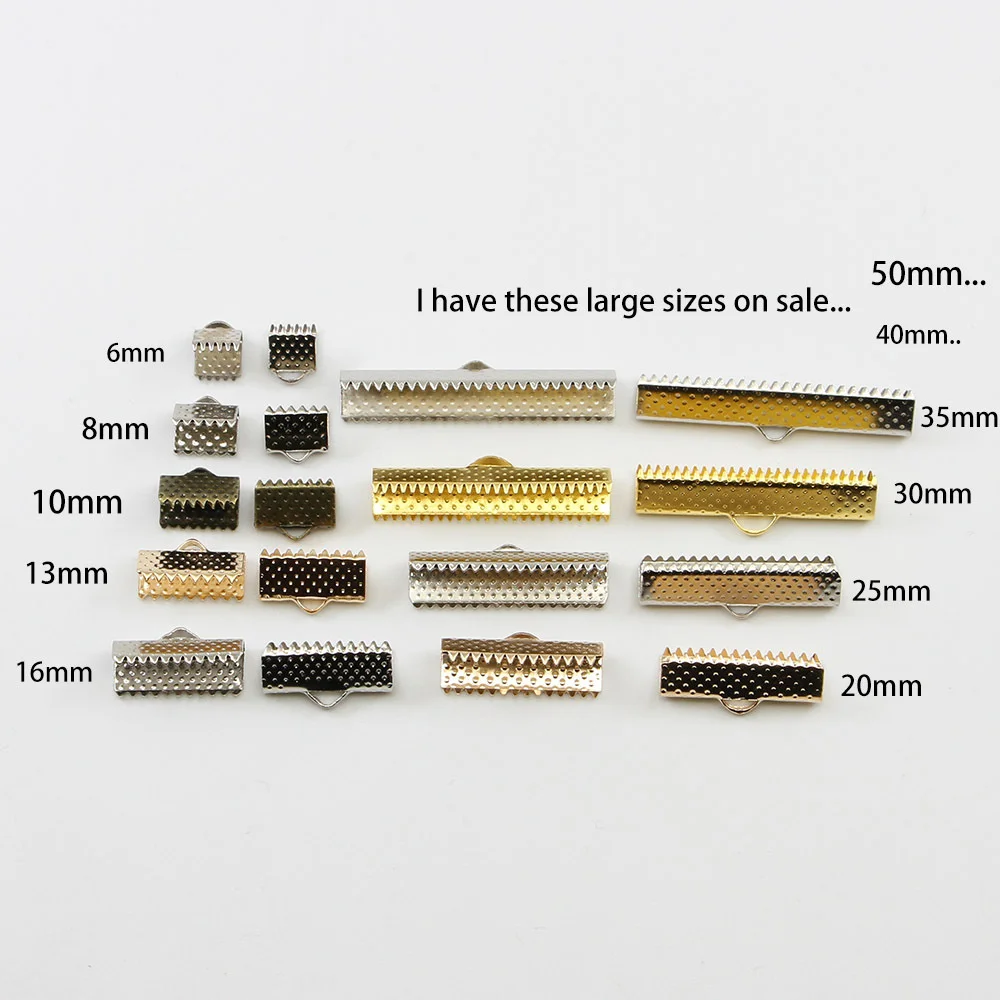 50Pcs Jewelery Making DIY Bracelet Bails Necklace End Caps Cord Crimp Wholesale 6-40mm Ribbon Clip Clamp Crafts Connector