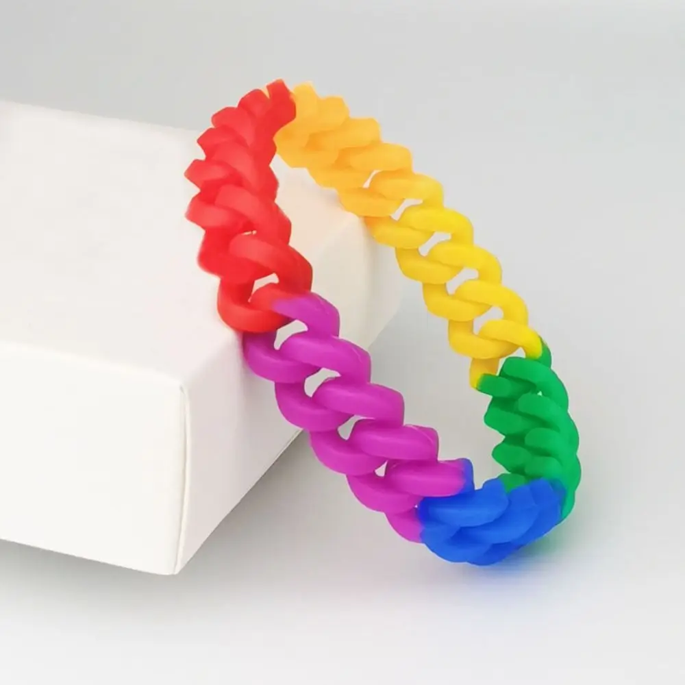 Silicone Hollow Out Wristband Luxury Charm Waterproof Rainbow Wristband Korean Hand Bands Hollow Bracelet Kids Gift