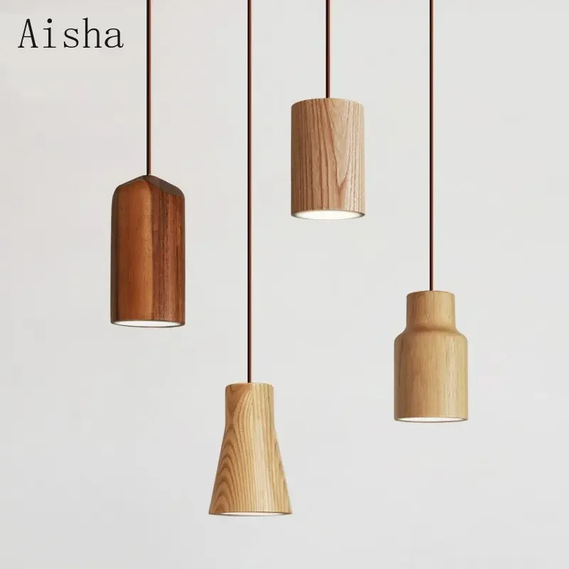 

Japanese Style Minimalist Wooden Pendant Lamp Living Room/dining Room Hanging Light for Home Decoration Kitchen Salon Decorate